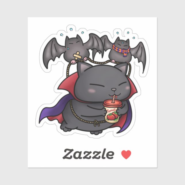 Pegatina Gato de Halloween Vampire Kitty (Hoja)