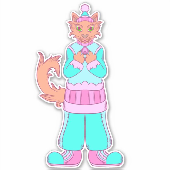 Pegatina Gato de invierno (Anverso)