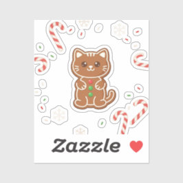 Pegatina Gato de jengibre — Gato de galleta de Navidad ador