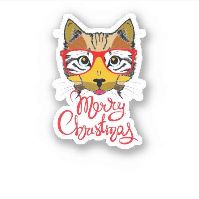 Pegatina gato de Navidad (Anverso)