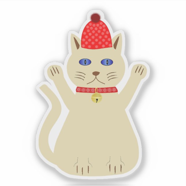 Pegatina Gato de Navidades de corte (Anverso)
