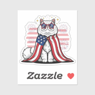 Pegatina Gato de Star Spangled - Patriótico 4 de julio