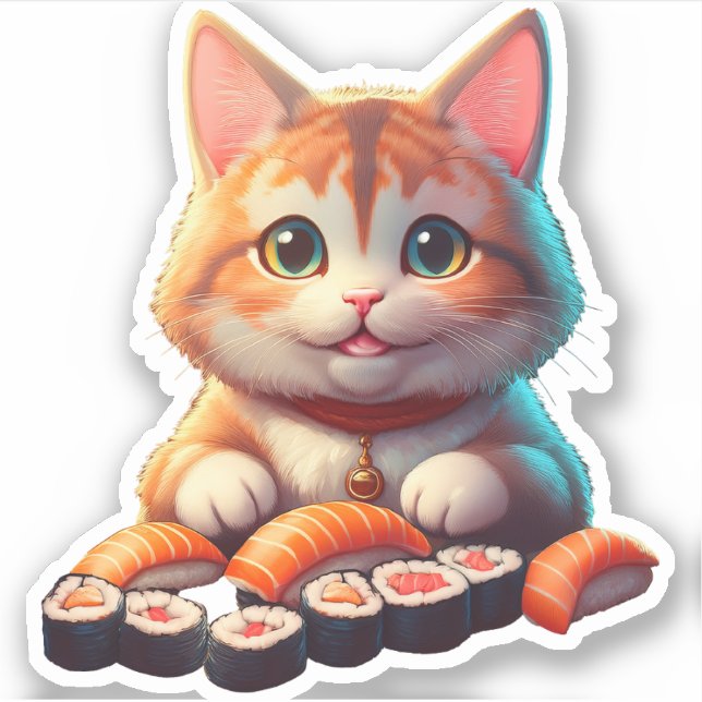 Pegatina Gato de sushi (Anverso)