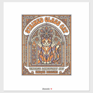 Pegatina Gato de Vidrio Emplomado Iglesia de Vidrio Emploma