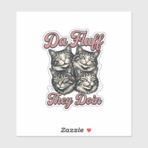 Pegatina Gato Divertido Grabado Antiguo Da Fluff They Doin 
