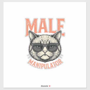 Pegatina Gato Divertido Manipulador Masculino Gafas de Sol