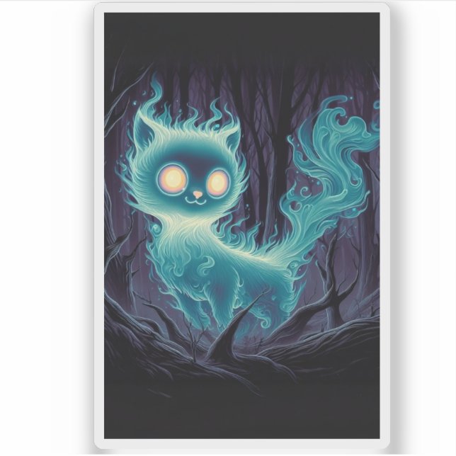 Pegatina Gato embrujado encantado (Anverso)