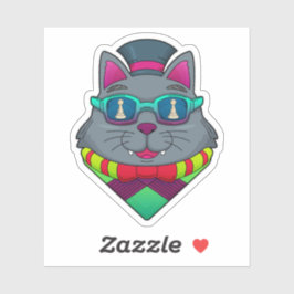 Pegatina Gato en ajedrez con peón de ajedrez