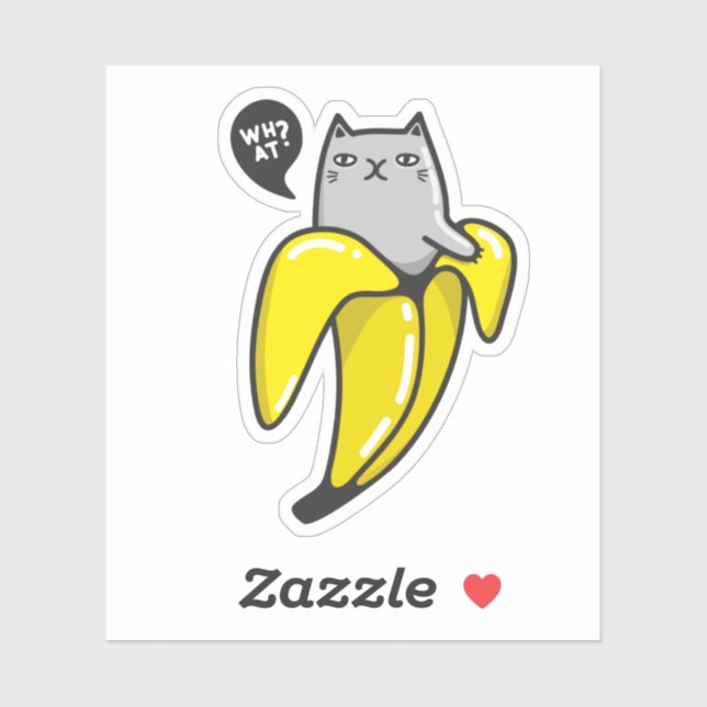 Pegatina Gato en banana (Hoja)