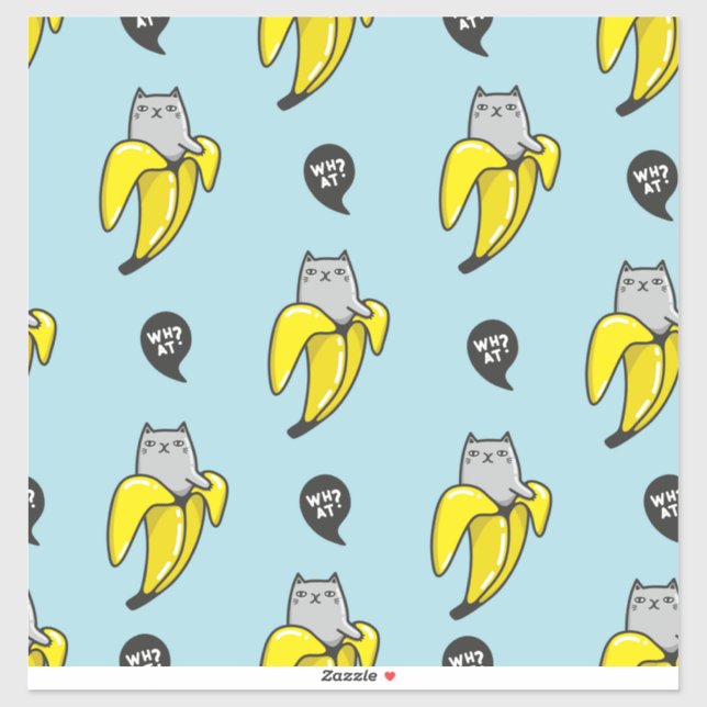 Pegatina Gato en banana (Hoja)