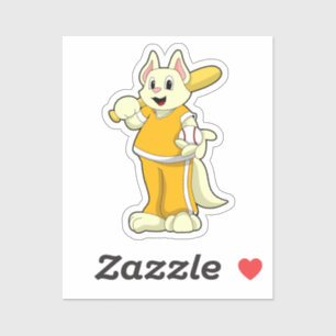 Pegatina Gato en el béisbol con bate de béisbol