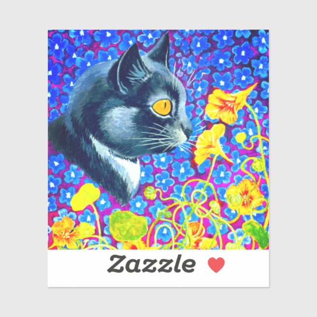 Pegatina Gato en flores (Hoja)