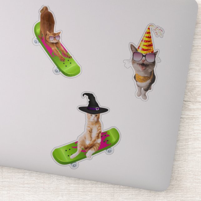 Pegatina Gato En Skateboard (Detalle)