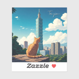 Pegatina Gato en Taipei 101 Taiwán