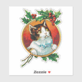 Pegatina Gato en un marco dorado