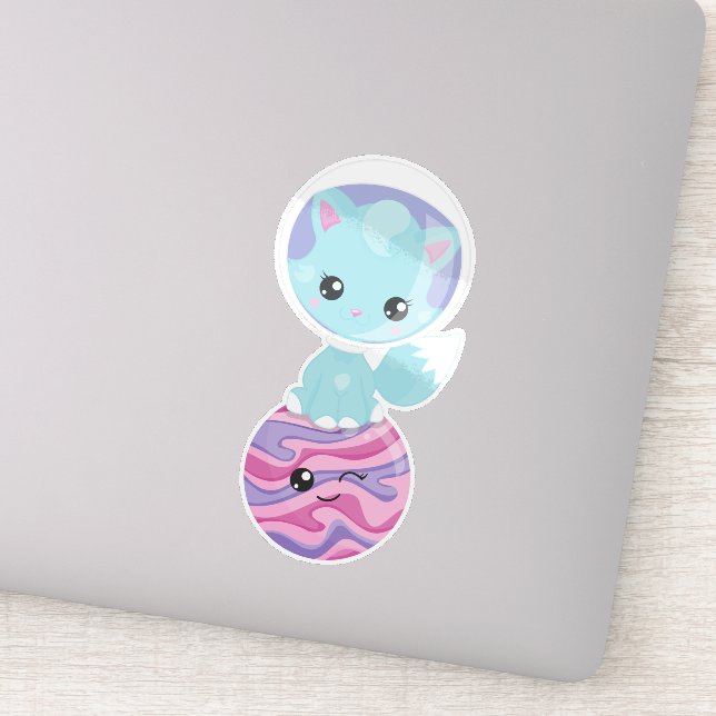 Pegatina Gato espacial, gato lindo, astronauta, comonauta,  (Detalle)