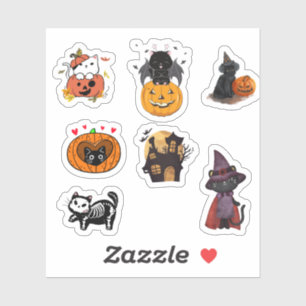 Pegatina Gato espeluznante de Halloween