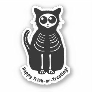 Pegatina Gato Esqueleto Halloween