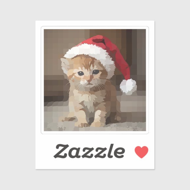 Pegatina Gato fofo em noite de Natal. (Hoja)