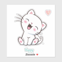 Pegatina Gato gatito lindo feliz & Corazón