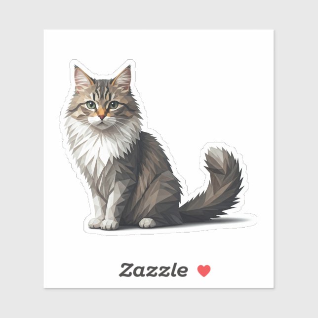 Pegatina Gato geométrico (Hoja)