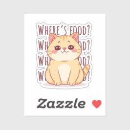 Pegatina Gato Ginger Hambriento 