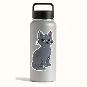 Pegatina Gato Gris Brillante Místico 