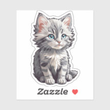 Gato gris dulce Kawaii