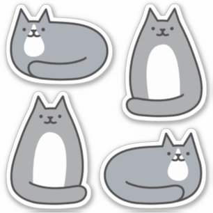 Pegatina Gato Gris Gray Kitty redondo súper lindo