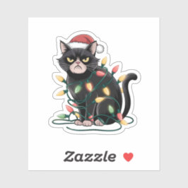 Pegatina Gato gruñón de Navidad