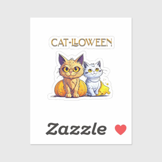 Pegatina Gato Halloween  (Hoja)