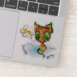 Pegatina Gato hambriento