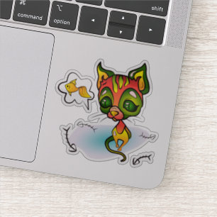 Pegatina Gato hambriento