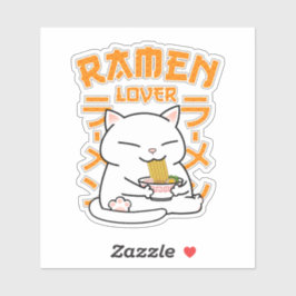 Pegatina Gato japonés Ramen Ramen Lover