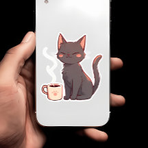 Gato Kawaii con Copa de Café