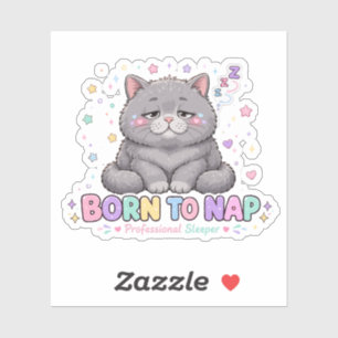 Pegatina Gato Kawaii Nacido para Dormir