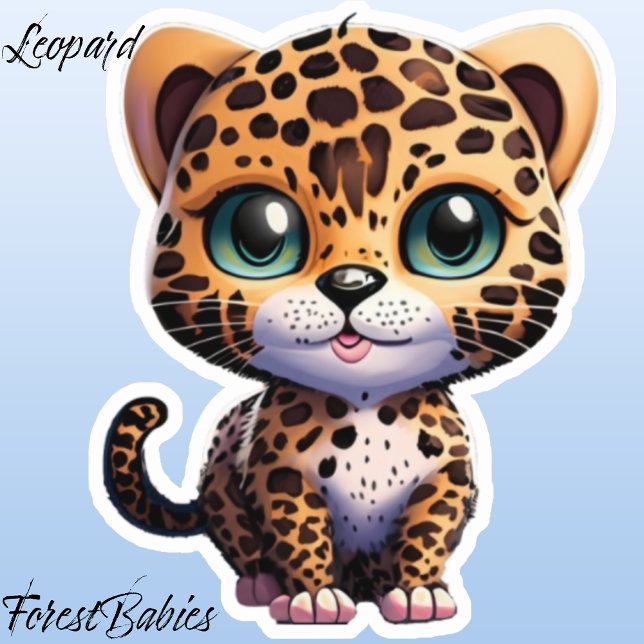 Pegatina Gato Kitten Leopardo de la jungla animal gato gati (Leopard ForestBabies Sticker)