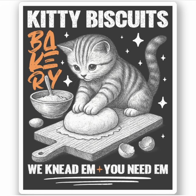 Pegatina Gato Kneading Baker Kitty Biscuits Los Amamos (Anverso)