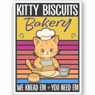 Pegatina Gato Kneading Baker Kitty Biscuits Los Amamos
