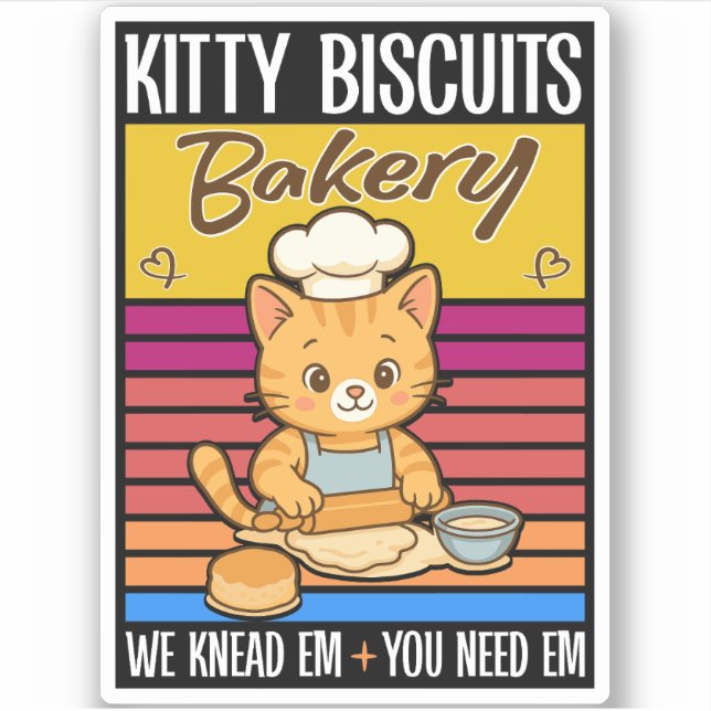 Pegatina Gato Kneading Baker Kitty Biscuits Los Amamos (Anverso)