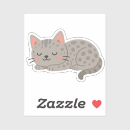 Pegatina Gato Leopardo Gris Manchado - Dibujo Animado Diver