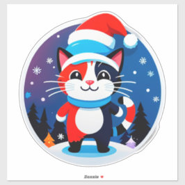 Pegatina Gato Lindo con Sombrero de Santa