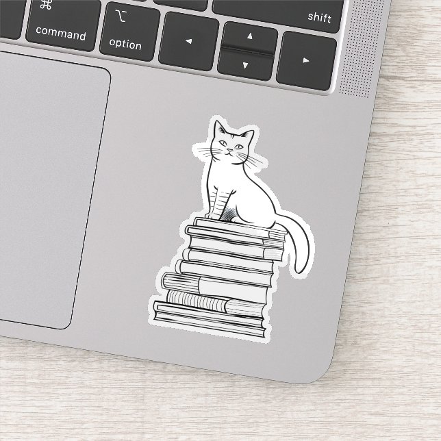 Pegatina Gato lindo en los libros (Detalle)