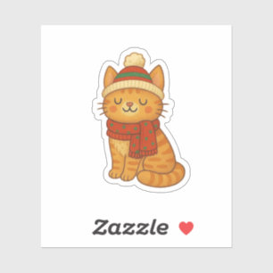Pegatina Gato lindo y caprichoso de invierno/Navidad