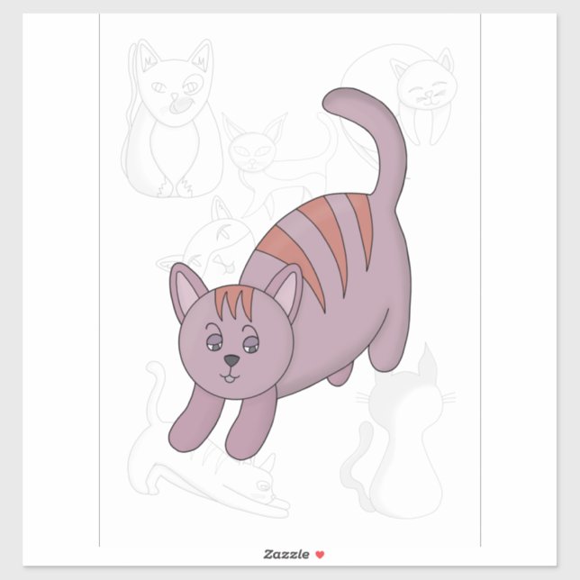 Pegatina Gato listo para saltar (Hoja)