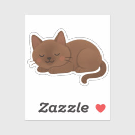 Pegatina Gato Marrón de Chocolate - Adorable Gatito Durmien