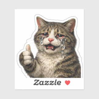 Pegatina Gato Meme Divertido y Conmovedor Llorando