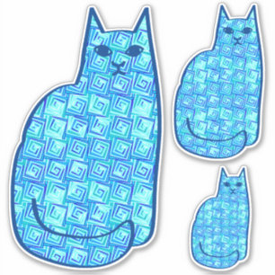Pegatina Gato moderno de mediados del siglo XX, turquesa y