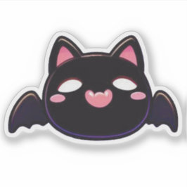 Pegatina Gato Murciélago Negro - Gatito Volador Kawaii