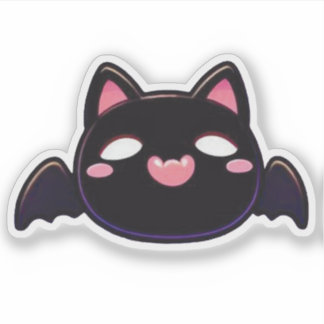 Pegatina Gato Murciélago Negro - Gatito Volador Kawaii